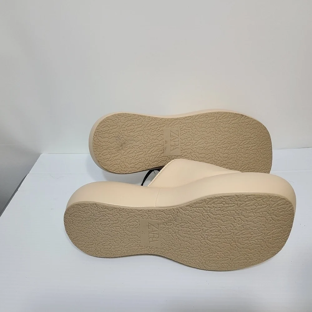 ZARA FLATFORM SANDALS BEIGE SIZE 9 | 3607/110/716 - Picture 12 of 13